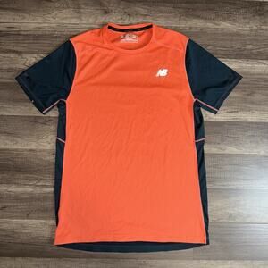 New Balance Running Men’s Short Sleeve T-Shirt Gray Orange Sz Small